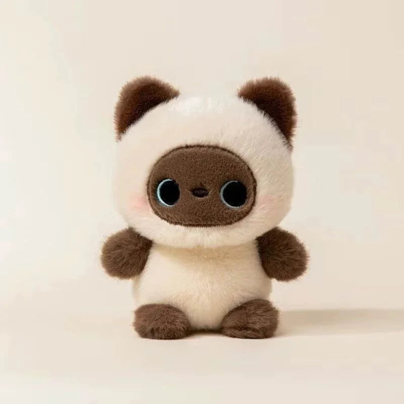 Petite peluche chat siamois de 16 cm, toute ronde et toute douce
