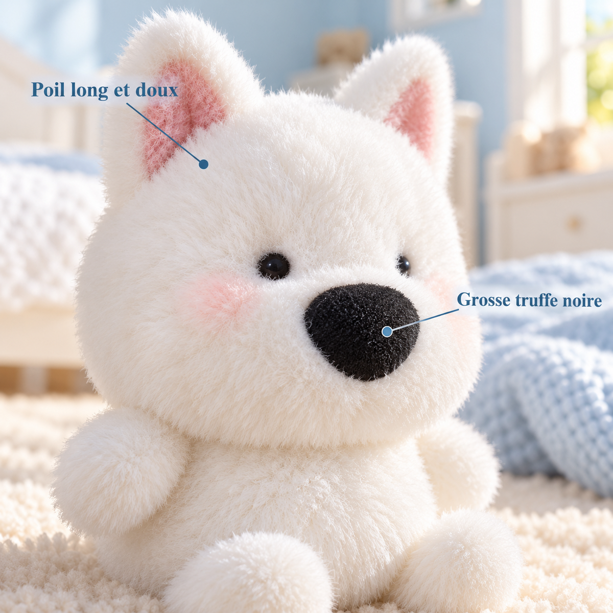 Gros plan sur la peluche chien kawaii 16 cm