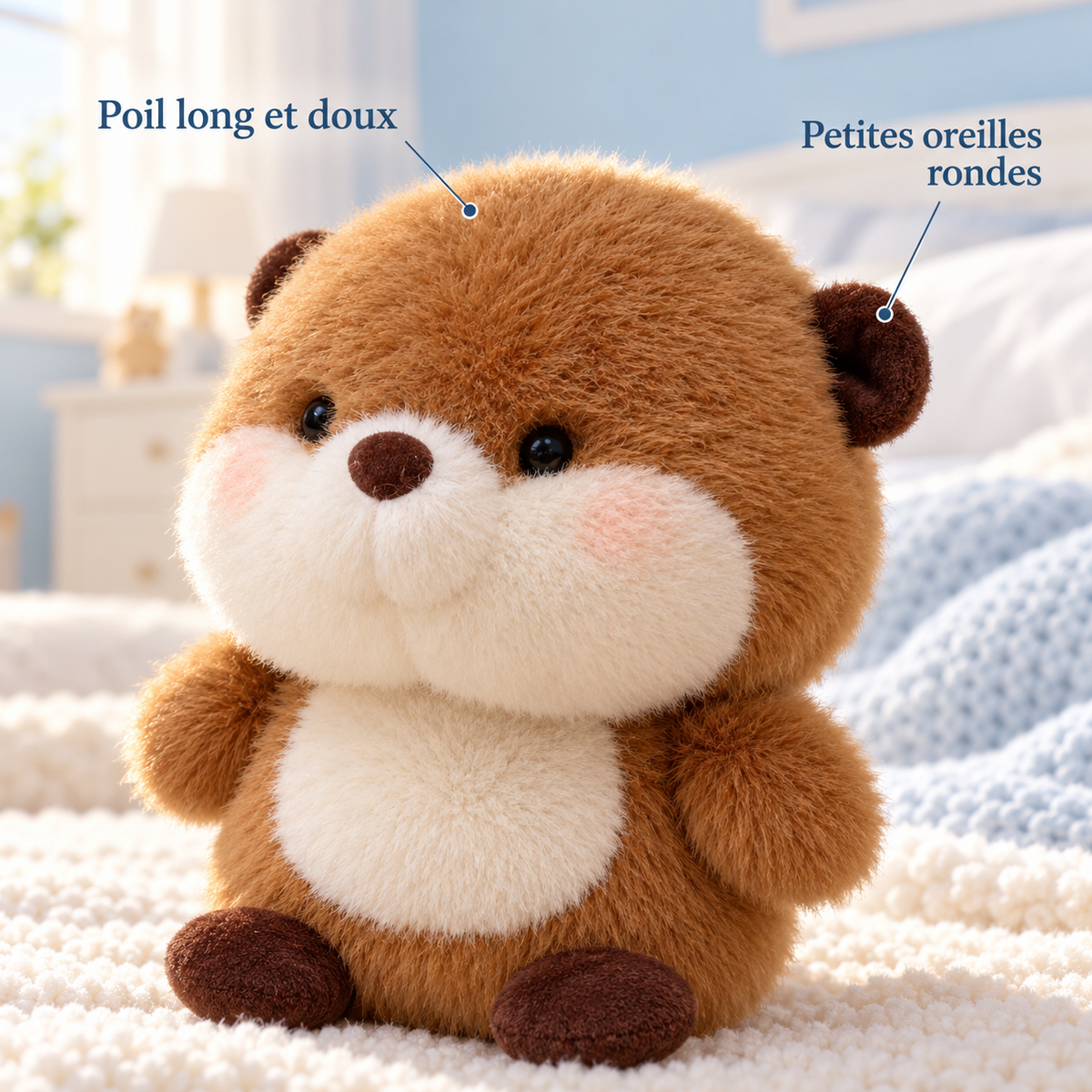 Gros plan sur la peluche loutre kawaii 16 cm